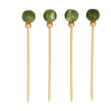 Assemble Amalia Stainless Steel Resin Pick Olive/Gold 11cm (Set of 4) | Minimax