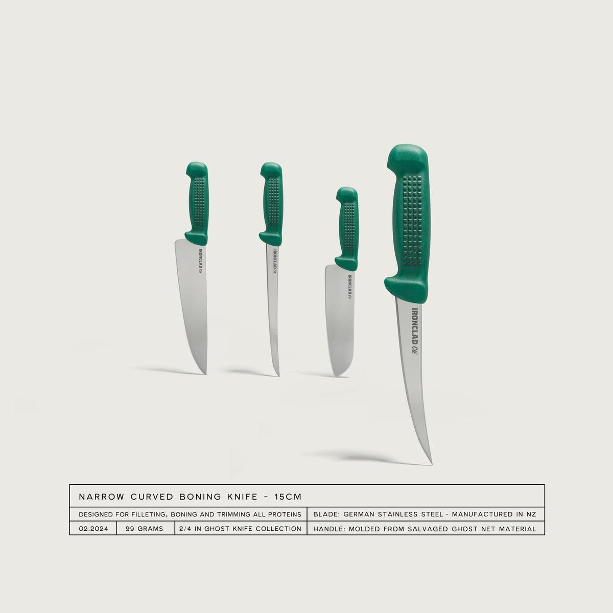 Ironclad Co The Boning Ghost Knife. Salvaged Ghost Net 15cm Boning Knife