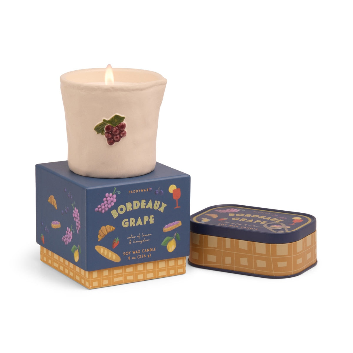 Paddywax Bistro Bordeaux Grape Tin Candle 127g | Minimax - with packaging  box