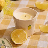 Paddywax Bistro Meyer Lemon Ceramic Candle 226g with lemon-decorated jar beside matching box