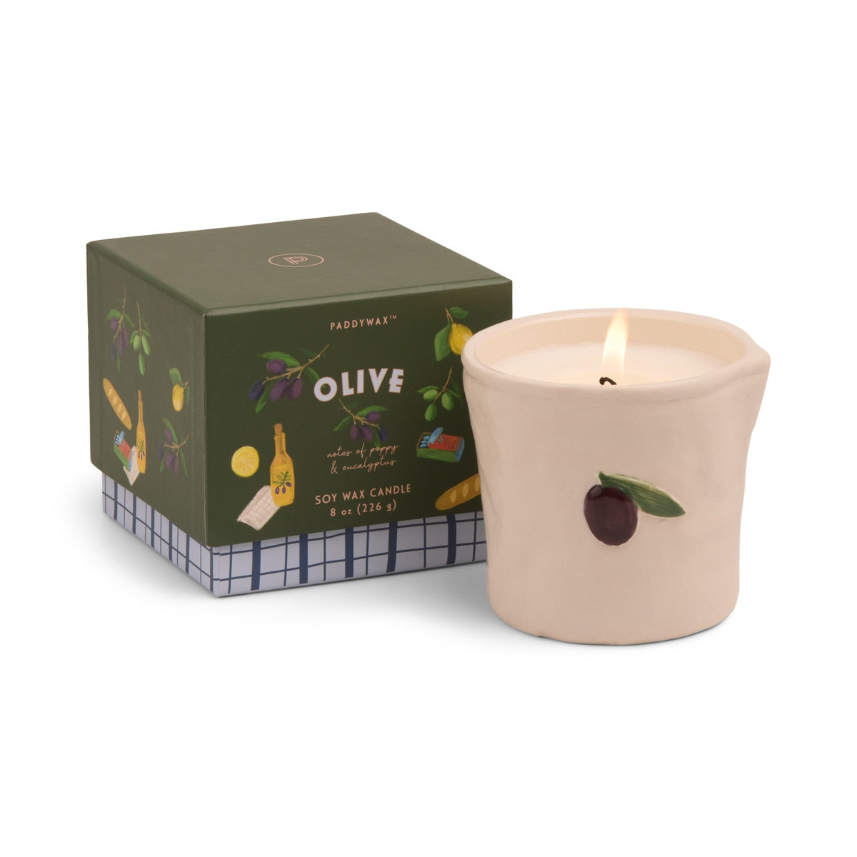 Paddywax Bistro Olive Ceramic Candle Fig & Olive 226g | Minimax - with packaging box