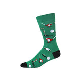 Bamboozld Men's The Green Socks – single sock with golf print on green background