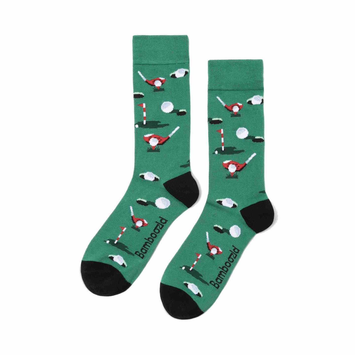 Bamboozld Men's The Green Socks – pair of socks with golf design and Bamboozld logo