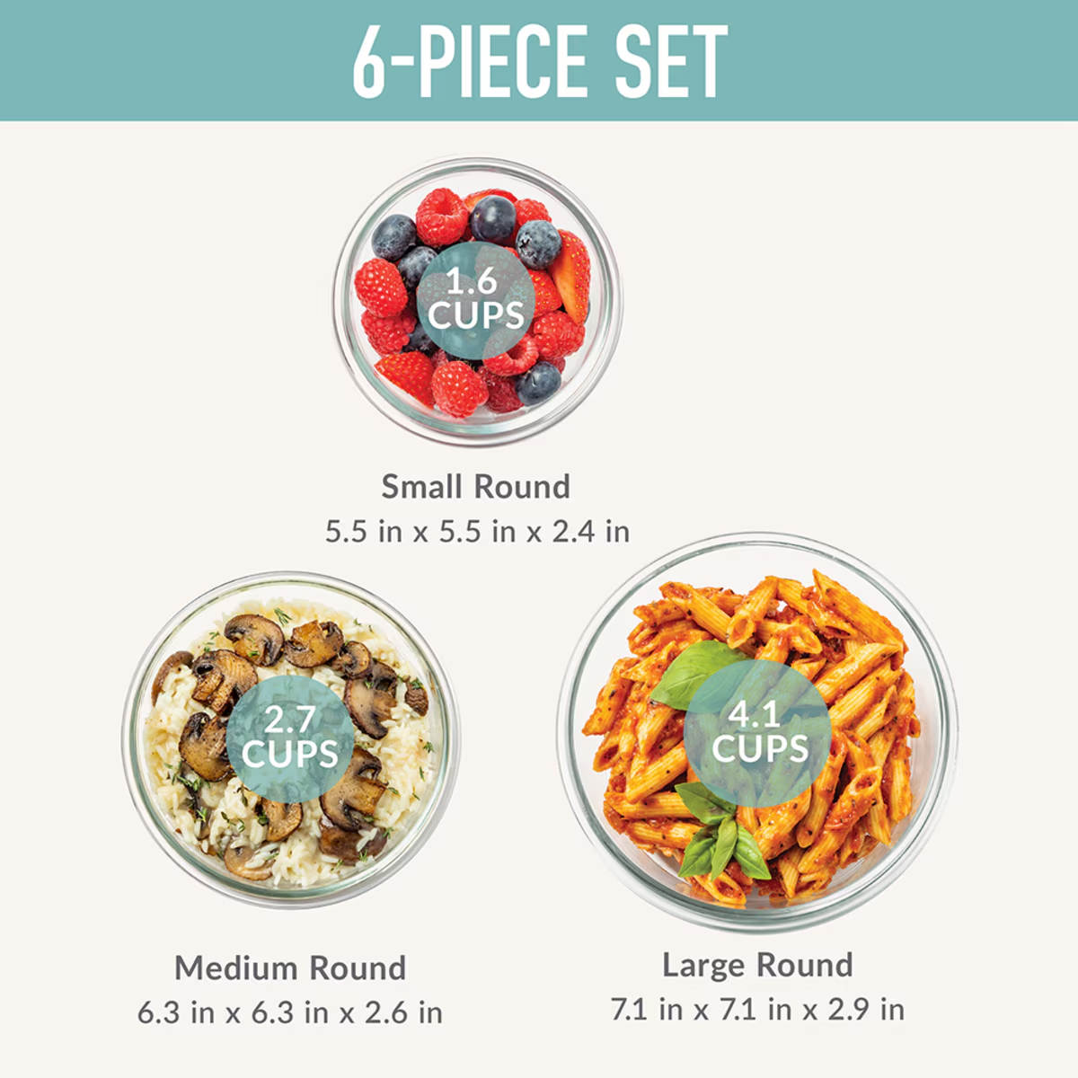 Bentgo Round Glass Storage Set 3 Piece