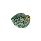 Bordallo Pinheiro Countryside Leaves Begonia Leaf with Butter Platter - Green begonia leaf platter with yellow butterfly detail