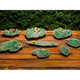 Bordallo Pinheiro Countryside Leaves Begonia Leaf with Butter Platter - Green begonia leaf platter with yellow butterfly detail