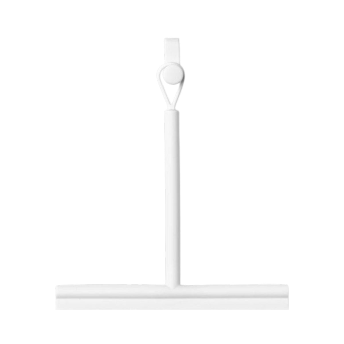 Brabantia Shower Squeegee White, minimalist white shower squeegee with slim handle and rubber blade for streak-free cleaning