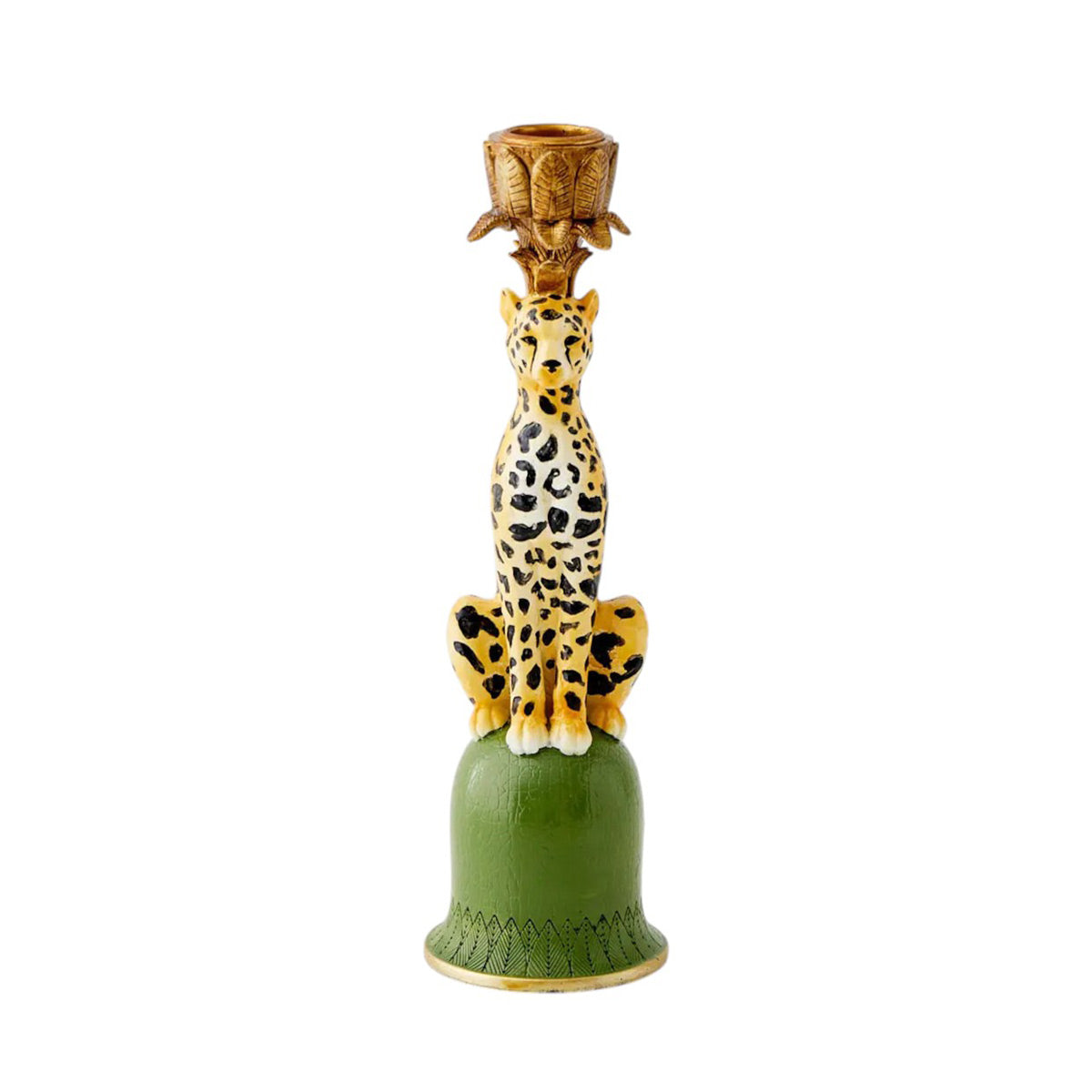 Coast to Coast Leo Leopard Resin Candle Holder Green 25cm | Minimax