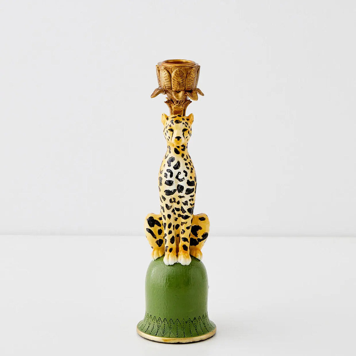 Coast to Coast Leo Leopard Resin Candle Holder Green 25cm | Minimax