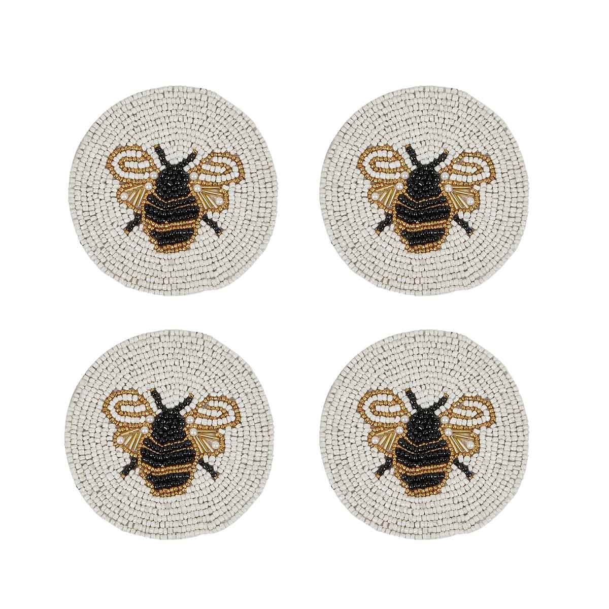 Assemble Bee Beaded Coaster 10cm (Set of 4)