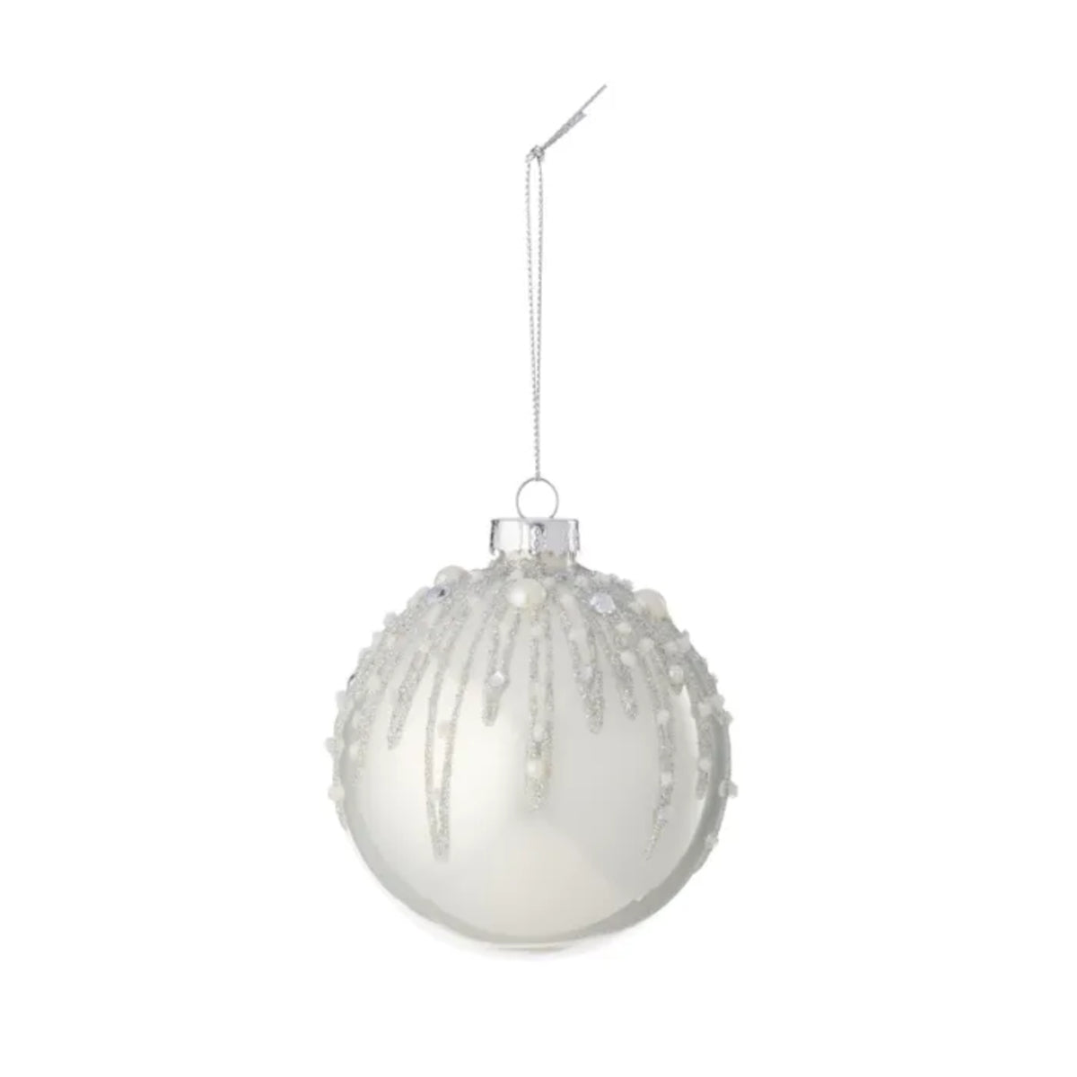 Gala Glitterburst Bauble White/Silver 8cm | Minimax