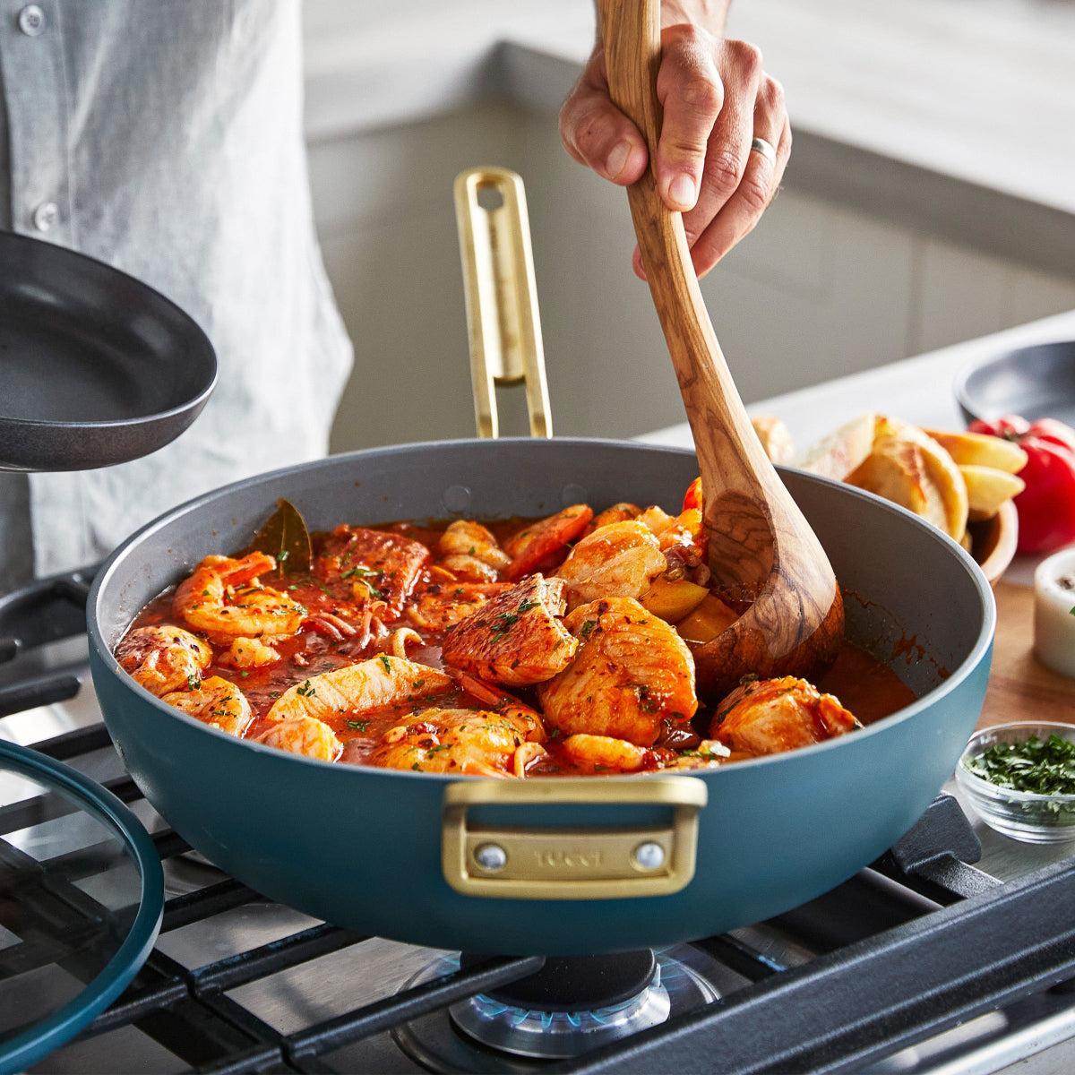 GreenPan™ Stanley Tucci™ Ceramic Nonstick Frypan with Lid Venetian Teal 33cm (6.15L) | Minimax