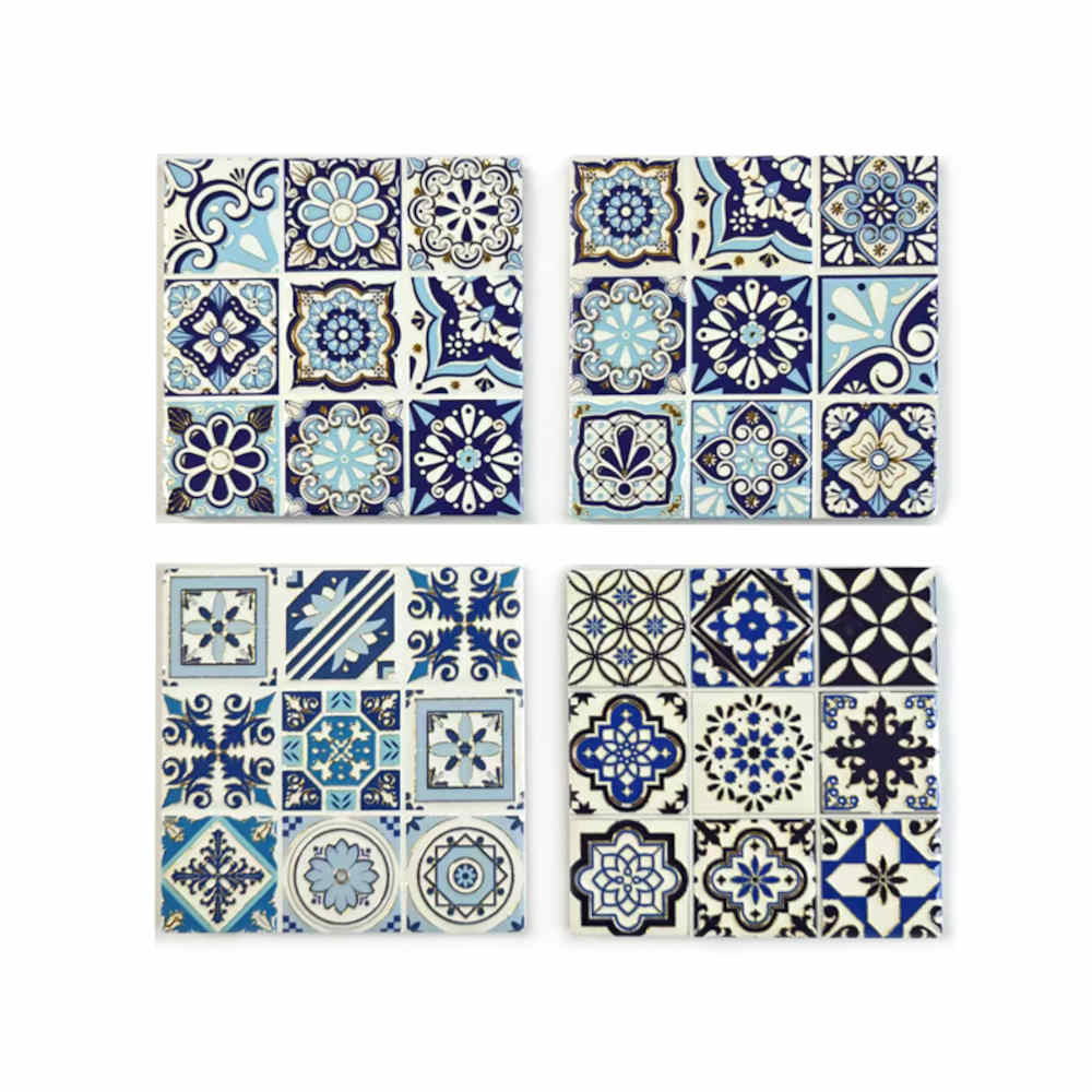 Swing Gifts Harlow Square Ceramic Coaster Blue (Set of 4) | Minimax