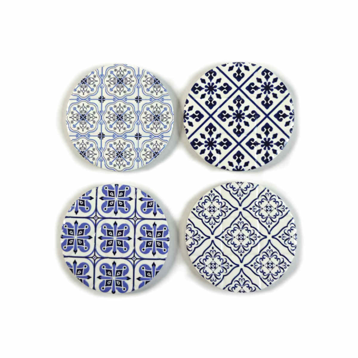 Swing Gifts Harlow Round Ceramic Coaster Blue Set of 4 | Minimax