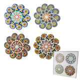 Pure Christmas Hepburn Flower Round Ceramic Coaster Set of 4 – decorative ceramic coasters with colourful flower-inspired mandala patterns