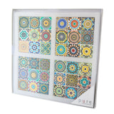 Pure Christmas Hepburn Square Ceramic Coaster Set of 4 – multicolour ceramic coasters with intricate square mandala-style tile patterns
