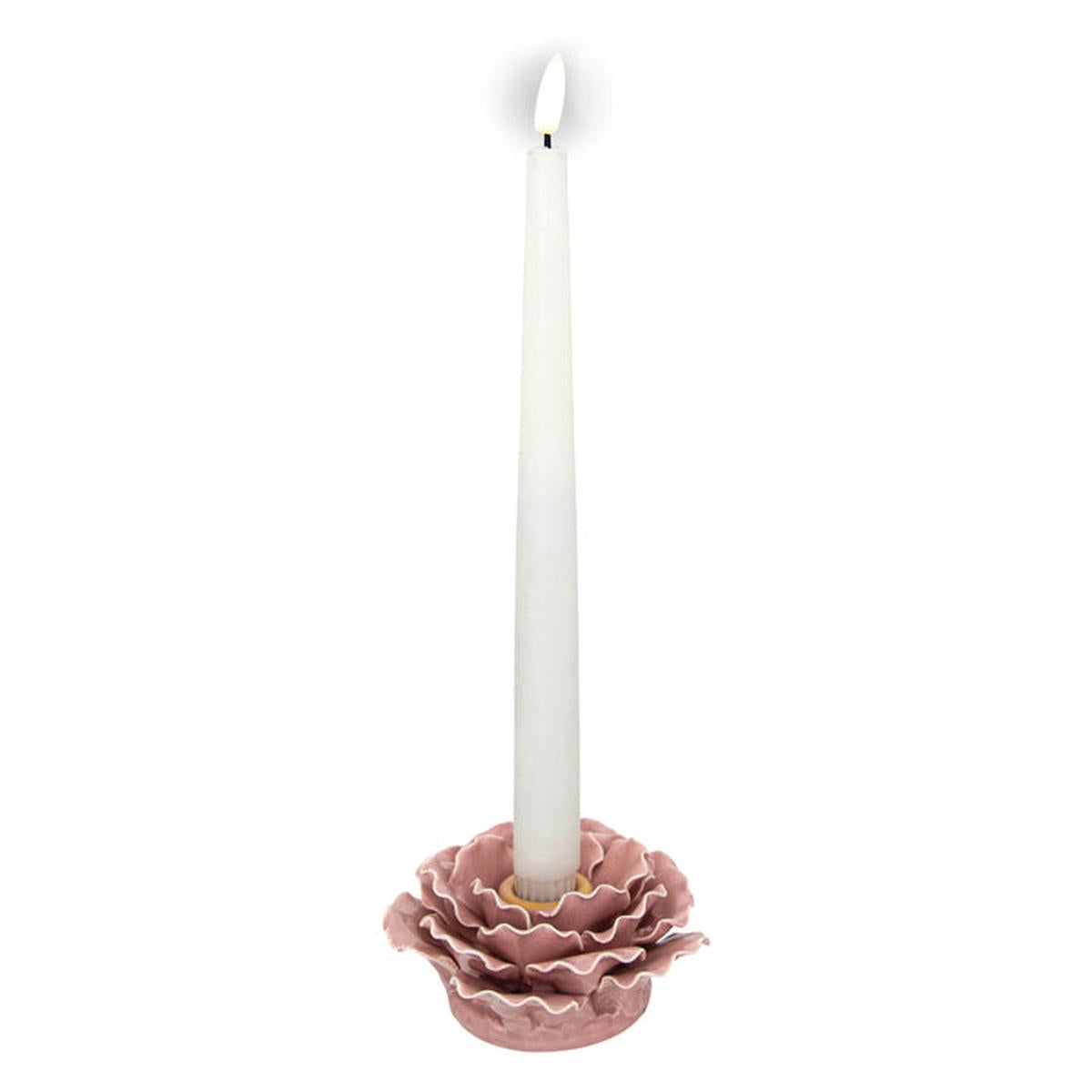 Swing Gifts Ceramic Candle Holder Spring Pink 11x5.5cm Rose | Minimax - with a candle