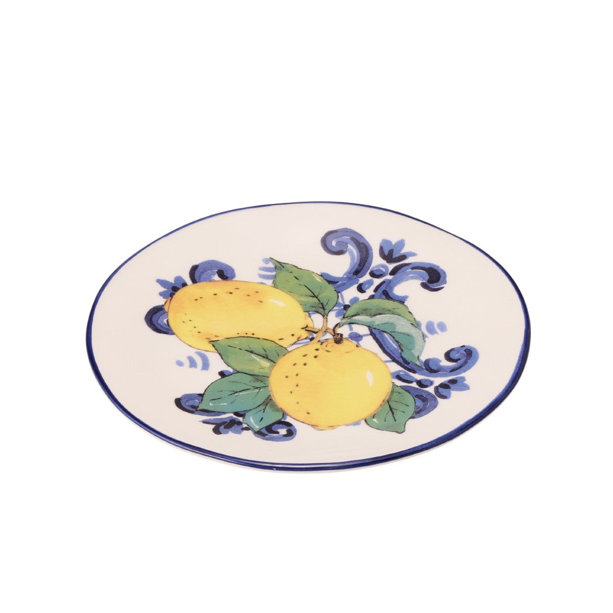 Ceramiche Cuore Sicilian Lemon Round Plate 23cm – angled front view