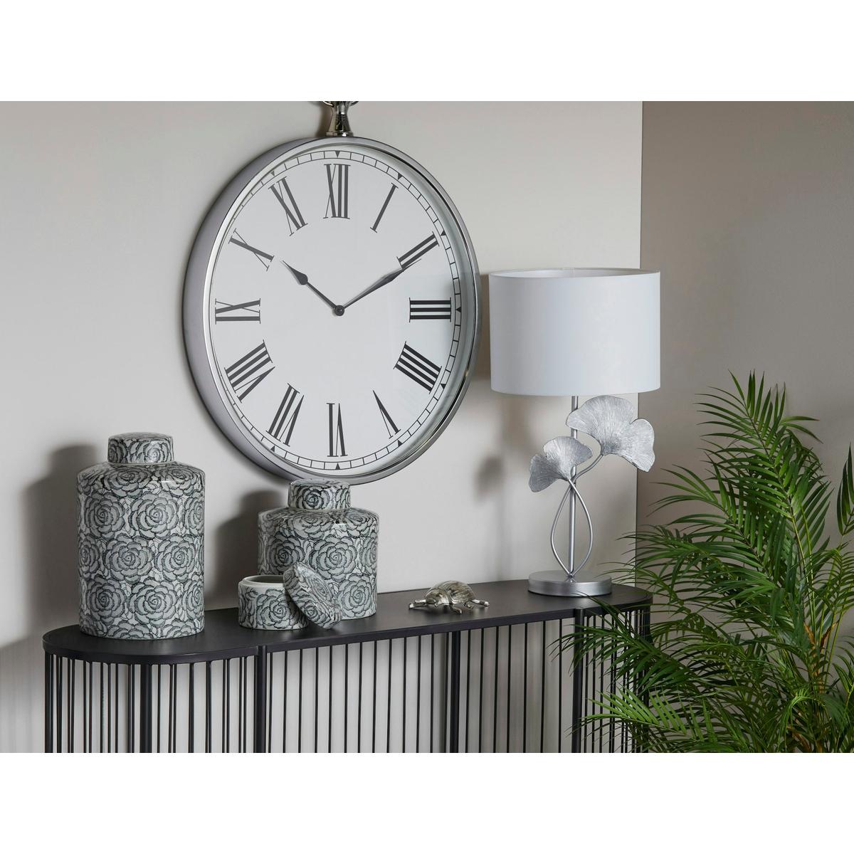 Society Home Northampton Wall Clock 60x6x73cm Silver/White