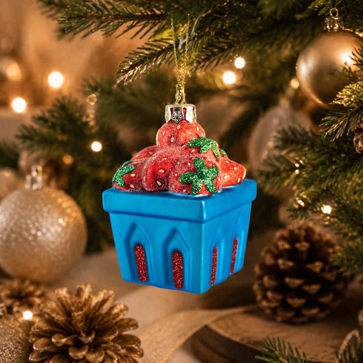 Florabelle Strawberry Punnet Hanging Decoration 9cm | Minimax