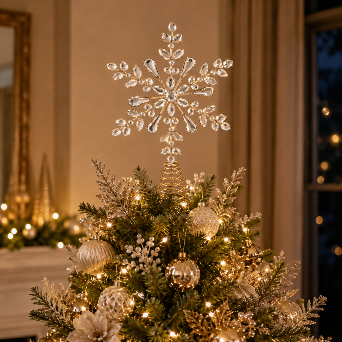 Swing Gifts Jewelled Star Tree Topper Champagne