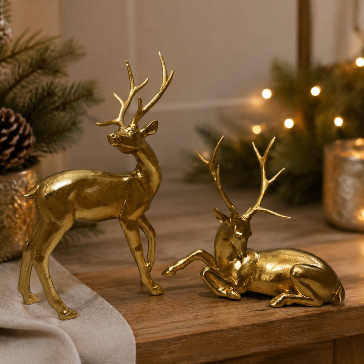 Pure Christmas Resin Shiny Deer Gold Small 2 Assorted (Price per item) | Minimax