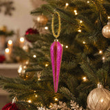 Stripe Finial Hanging Decoration Red/Fuchsia 16cm | Minimax