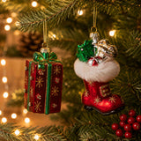 Present/Boot Christmas Decoration 2 Assorted 10cm (Price per item) | Minimax