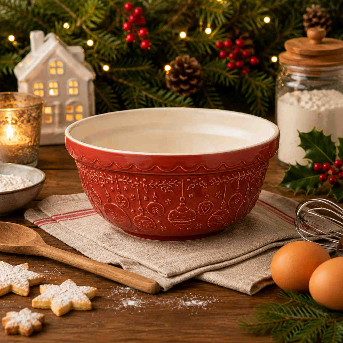 Mason Cash Deck The Halls Mixing Bowl Red 21cm | Minimax