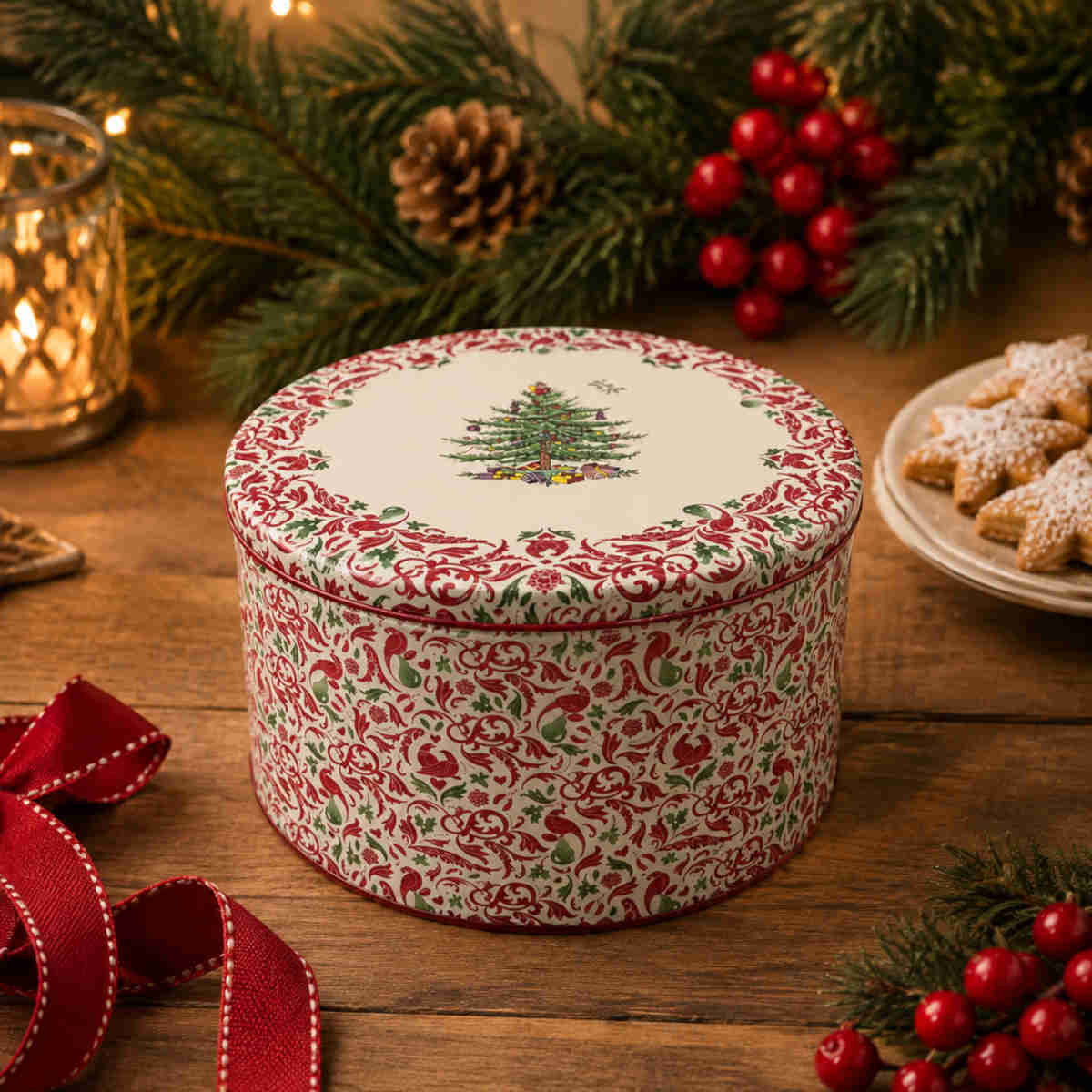 Emma Bridgewater Spode Christmas Tree Round Tin Medium | Minimax