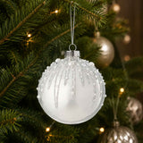 Gala Glitterburst Bauble White/Silver 8cm | Minimax
