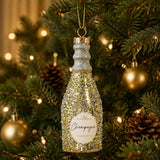 RAZ Glittered Champagne Bottle Ornament Gold 13cm | Minimax