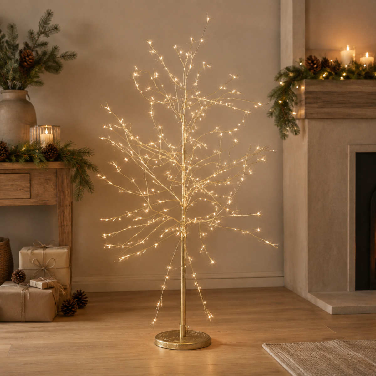 Pure Christmas Stockholm Tree with 600 LED Champagne 120cm | Minimax
