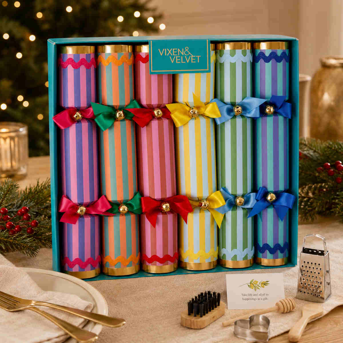 Vixen & Velvet La Dolce Vita Crackers Multi Stripe Set of 6 | Minimax