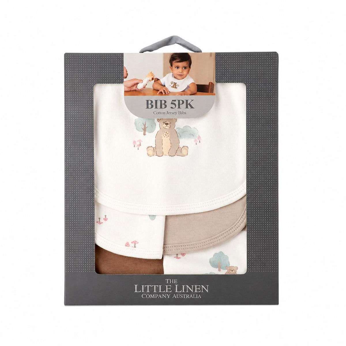 Little Linen Bushland Bear Baby Jersey Bib (Pack of 5) | Minimax