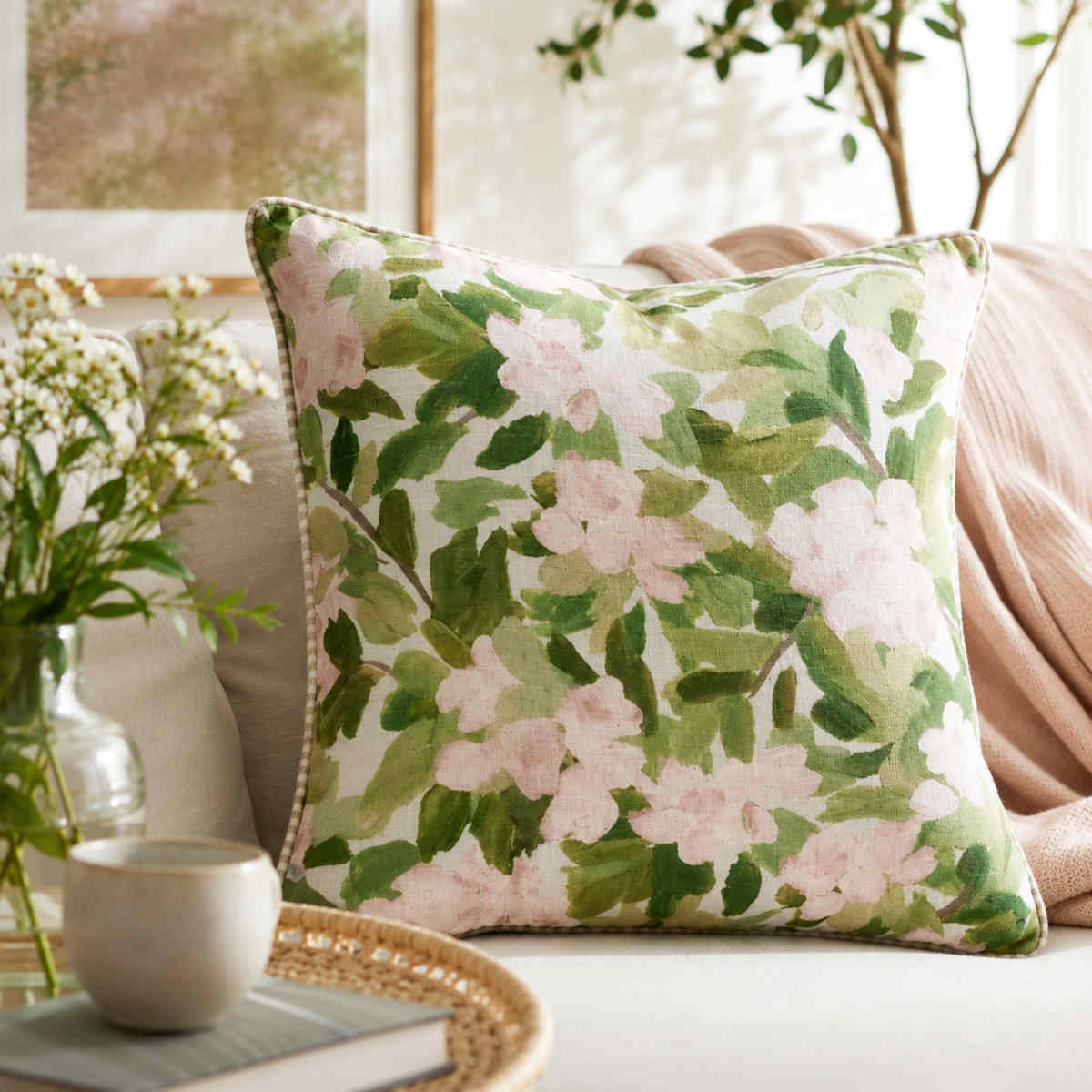 Madras Link Sophie Floral Cushion Pink/Blue 50cm | Minimax