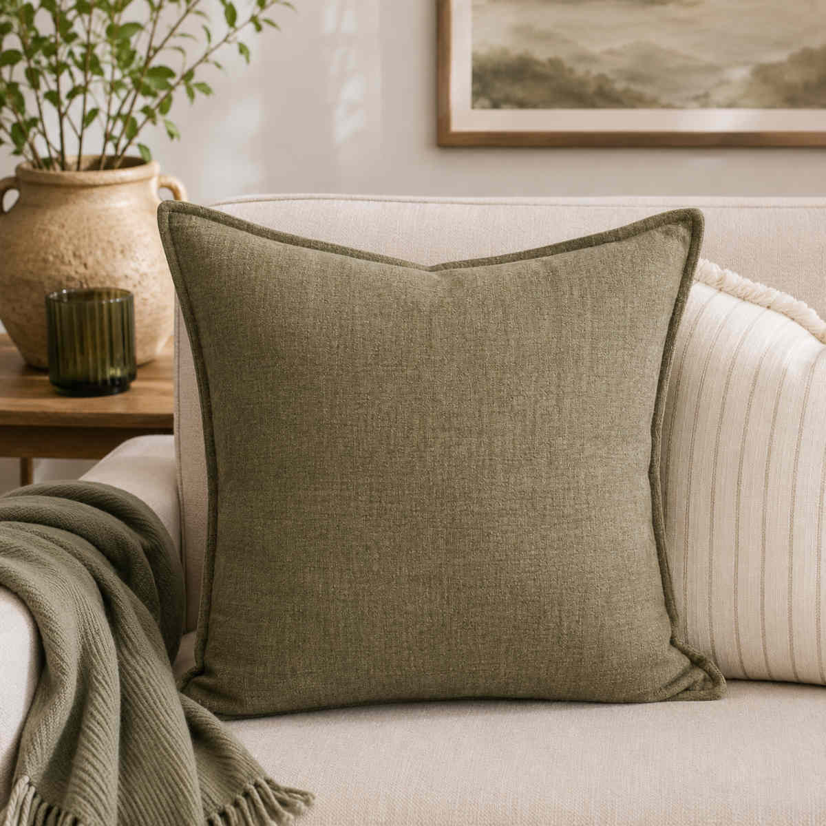 Madras Link Blake Sage Cushion Green 50cm