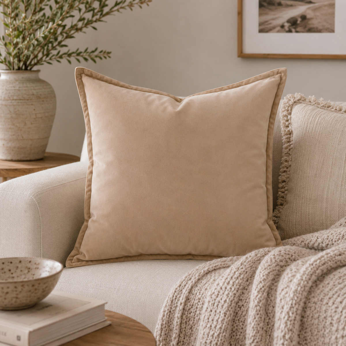 Madras Link Mira Velvet Cushion Fawn 50cm | Minimax