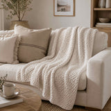 Madras Link Jarah Knit Throw Cream 140x175cm | Minimax