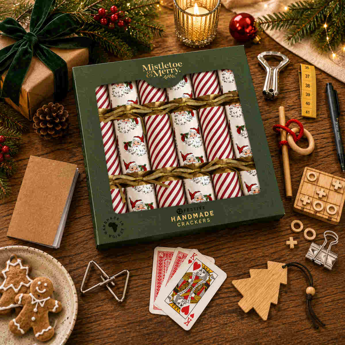 Mistletoe & Merry Festive Nostalgic Santa & Stripes 12" (Set of 12) | Minimax