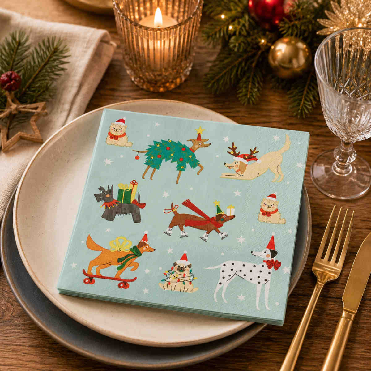 Gala Holiday Dogs Napkin Multi 3 Ply 33cm (Pack of 20) | Minimax
