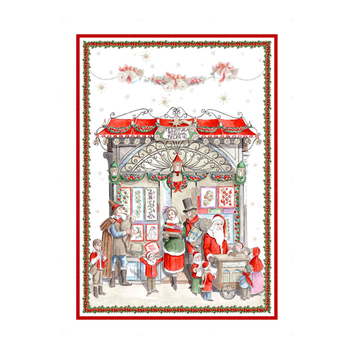 Tessitura Toscana Telerie Christmas Shopping Tea Towel 50cm x 70cm | Minimax