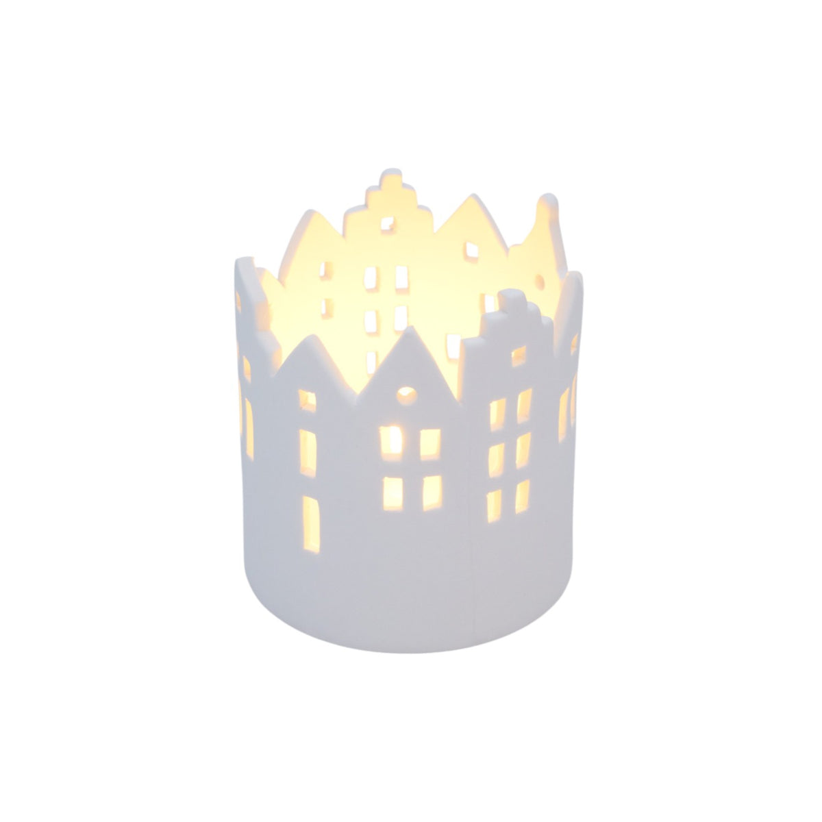 Christmas by Minimax Village Crown Tealight 7x8cm – glowing village tealight