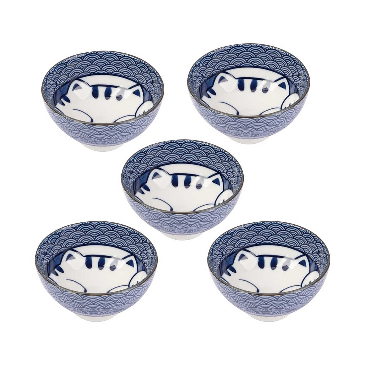 Concept Japan Seikaiha Cat Bowl 11.5cm (Set of 5) | Minimax
