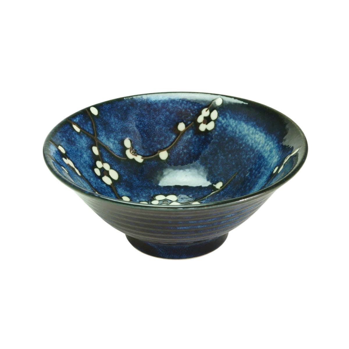 Concept Japan Soushun Bowl Medium Blue 16cm  – medium blue Japanese bowl with white floral design