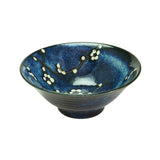 Concept Japan Soushun Bowl Medium Blue 16cm  – medium blue Japanese bowl with white floral design