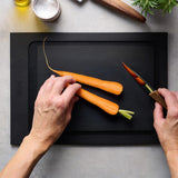 Woll Cut & Serve Board Black 25x19cm | Minimax - with carrots
