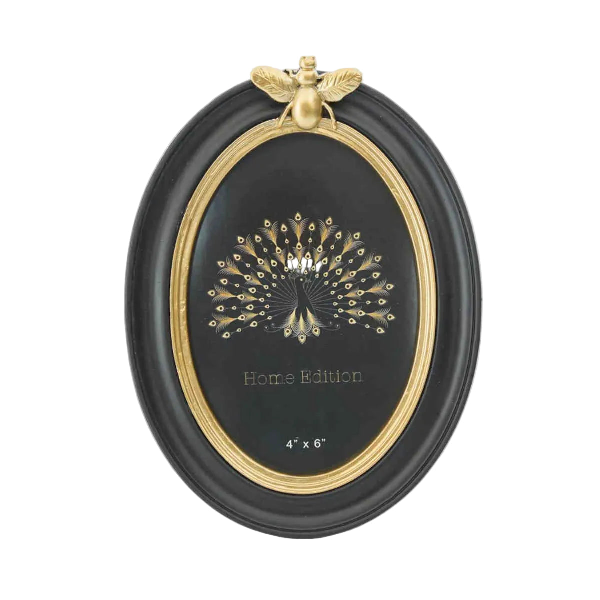 Vera Bee Oval Photo Frame Black & Gold | Minimax