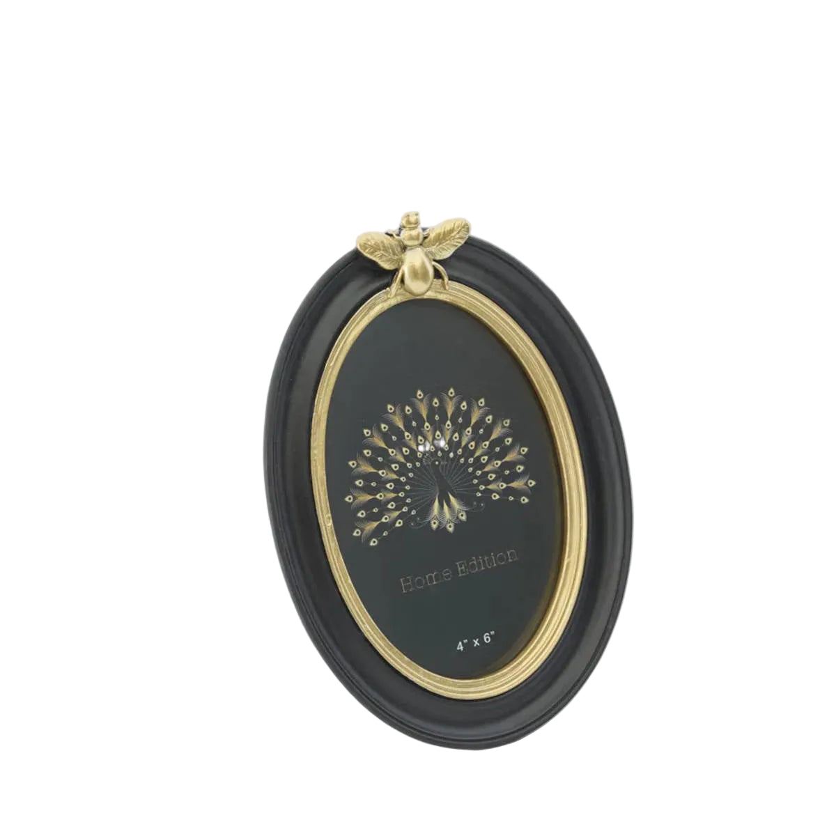 Vera Bee Oval Photo Frame Black & Gold | Minimax
