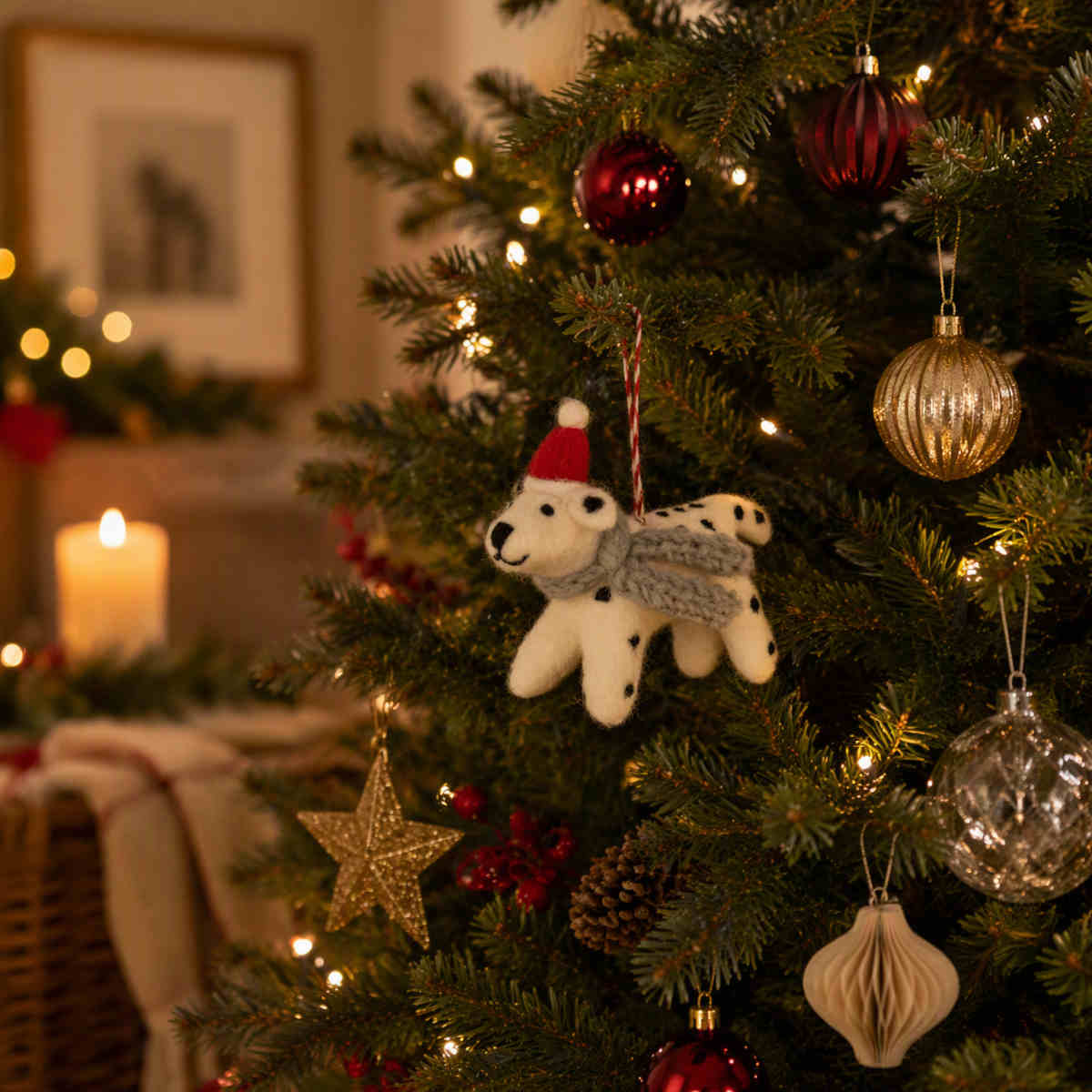 Felt Spot the Dog Christmas Ornament 8x11cm | Minimax